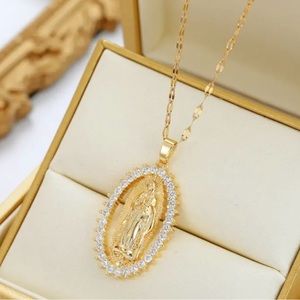 Mother Mary golden necklace religious Christian new